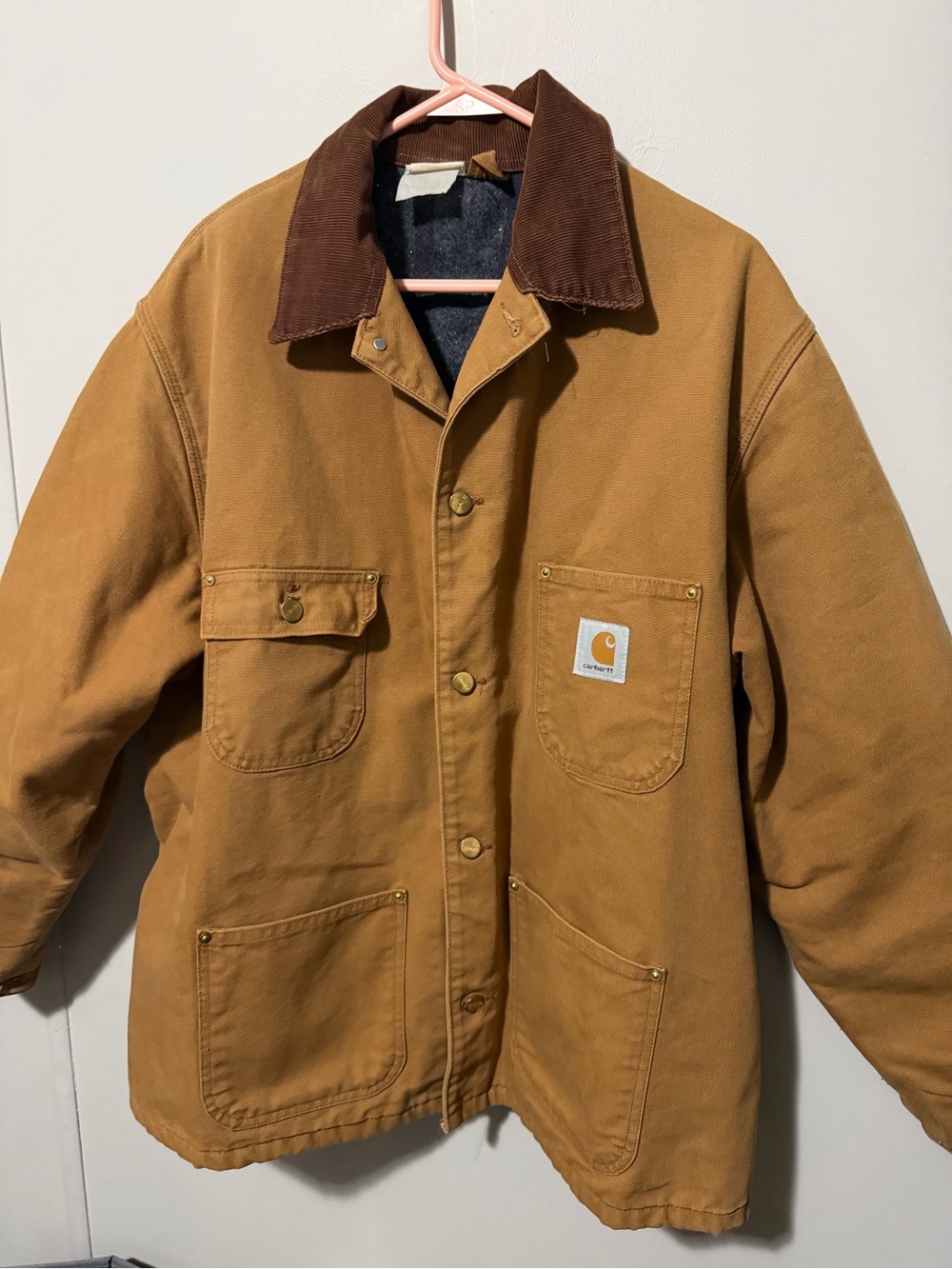 Vintage Carhartt Brown Duck Work Jacket with Dark Corduroy Collar - Picture 2 of 7